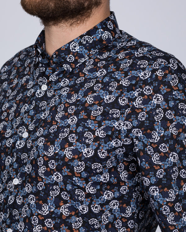 2t Slim Fit Long Sleeve Tall Floral Shirt (navy)