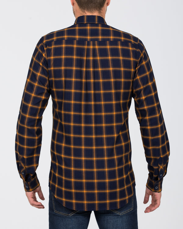 2t Slim Fit Long Sleeve Tall Checked Shirt (gold)