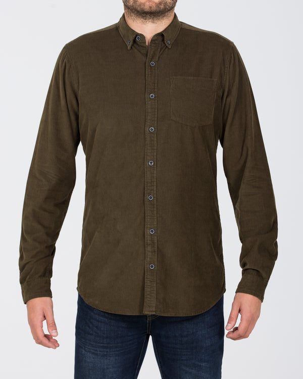 2t Tall Slim Fit Long Sleeve Corduroy Shirt (olive)