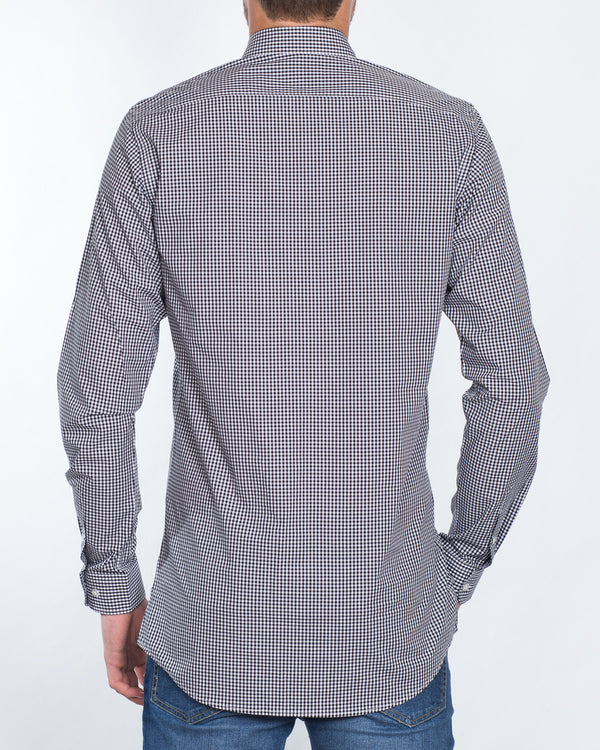 2t Slim Fit Long Sleeve Tall Shirt (black check)