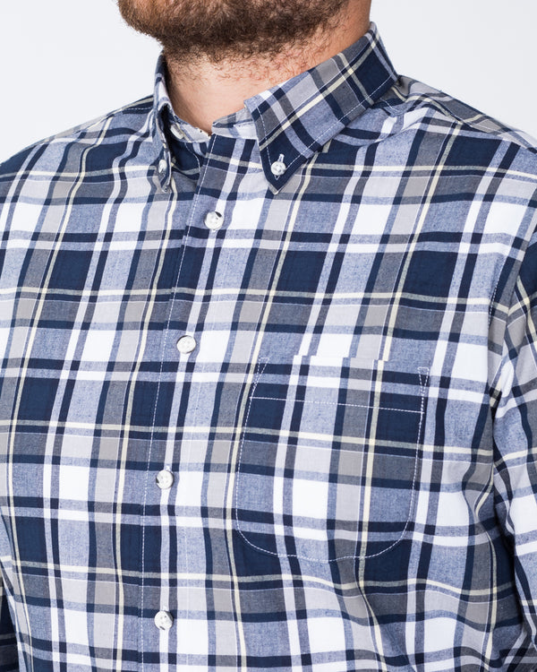 2t Slim Fit Long Sleeve Tall Shirt (indigo check)