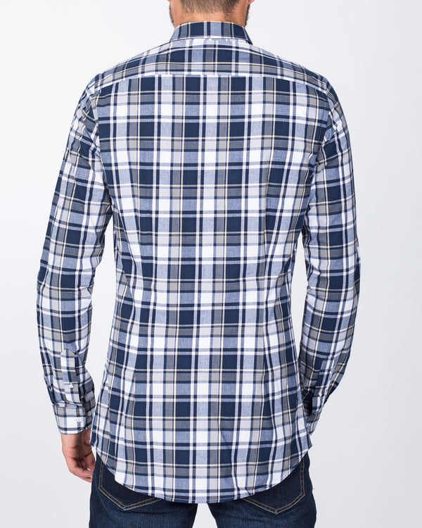 2t Slim Fit Long Sleeve Tall Shirt (indigo check)