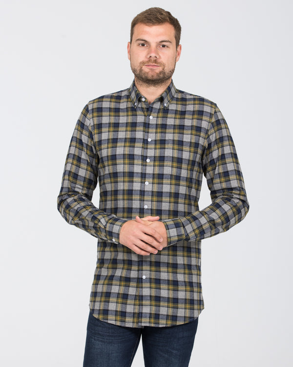 2t Slim Fit Long Sleeve Tall Checked Shirt (grey)