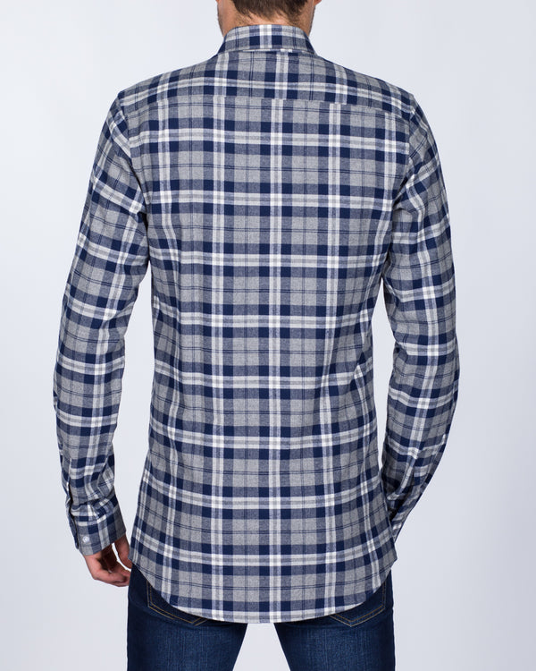 2t Slim Fit Long Sleeve Tall Shirt (grey/navy)