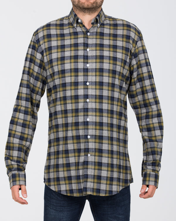 2t Regular Fit Long Sleeve Tall Checked Shirt (grey)