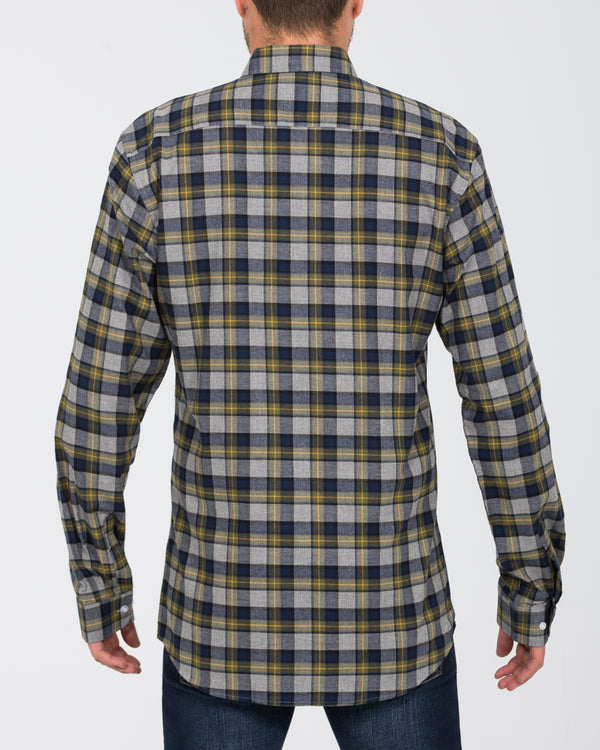 2t Regular Fit Long Sleeve Tall Checked Shirt (grey)