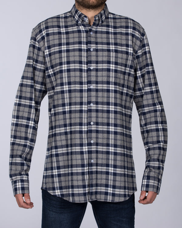 2t Regular Fit Long Sleeve Tall Shirt (grey/navy)