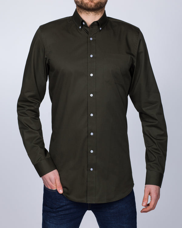 2t Slim Fit Long Sleeve Tall Shirt (dark green)