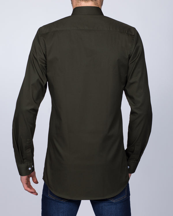 2t Slim Fit Long Sleeve Tall Shirt (dark green)