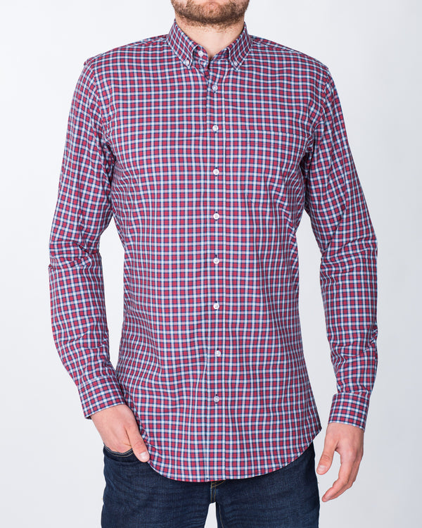 2t Slim Fit Long Sleeve Tall Shirt (tartan red)