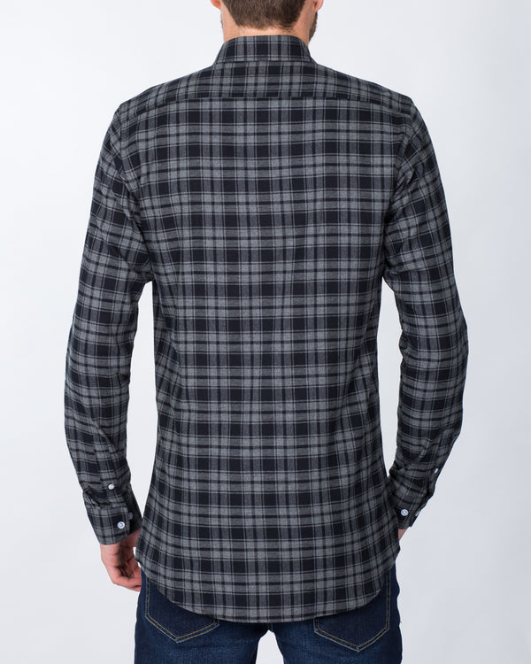 2t Slim Fit Long Sleeve Tall Shirt (charcoal check)