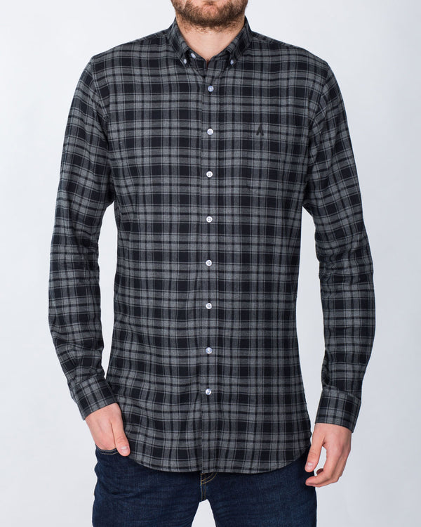 2t Slim Fit Long Sleeve Tall Shirt (charcoal check)