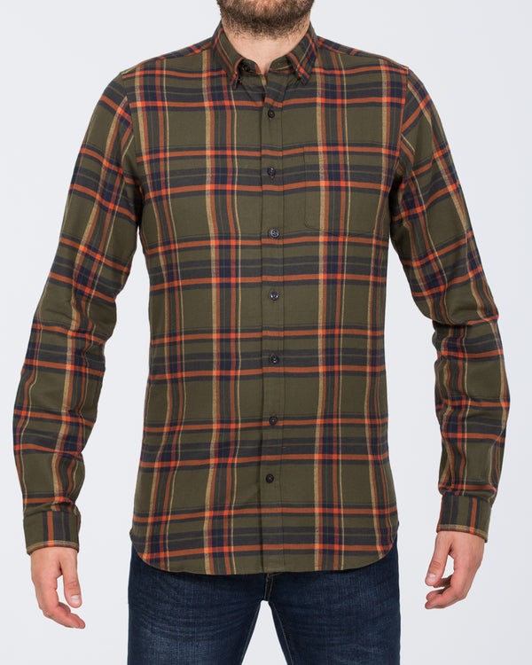 2t Slim Fit Tall Checked Shirt (olive)