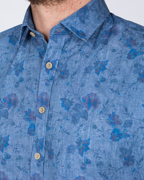 2t Short Sleeve Tall Shirt (floral denim)