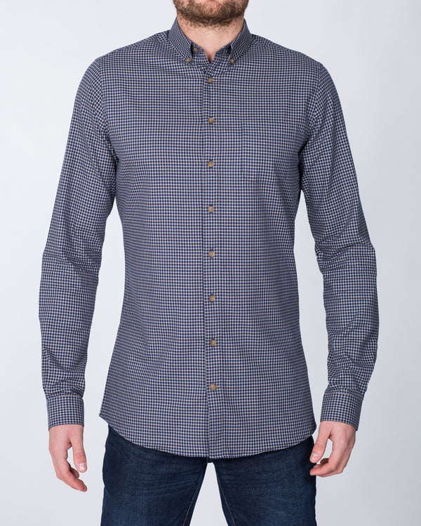 2t Slim Fit Long Sleeve Tall Shirt (navy pattern)