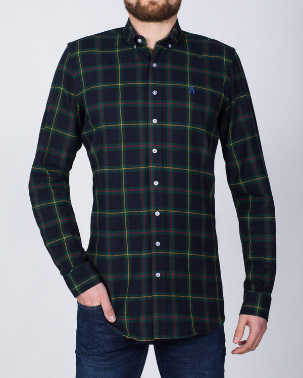 2t Slim Fit Long Sleeve Tall Shirt (green tartan)