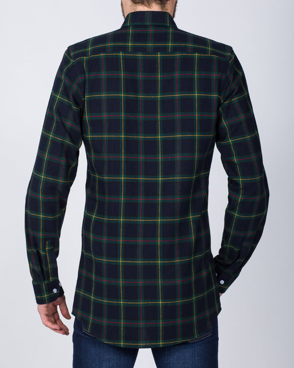 2t Slim Fit Long Sleeve Tall Shirt (green tartan)