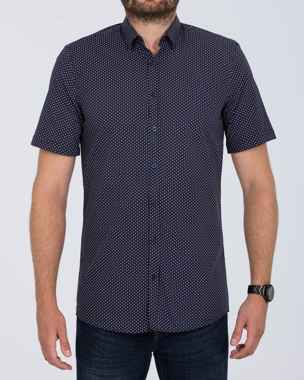 2t Leo Slim Fit Short Sleeve Tall Shirt (navy dot)