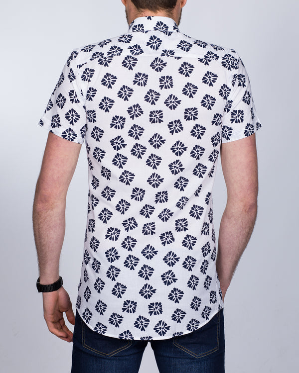 2t Slim Fit Short Sleeve Tall Shirt (white flowers)