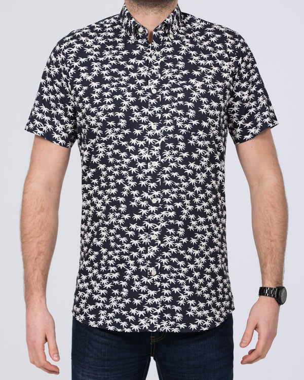 2t Slim Fit Tall Short Sleeve Shirt (navy palm)