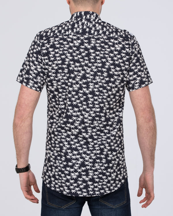 2t Slim Fit Tall Short Sleeve Shirt (navy palm)