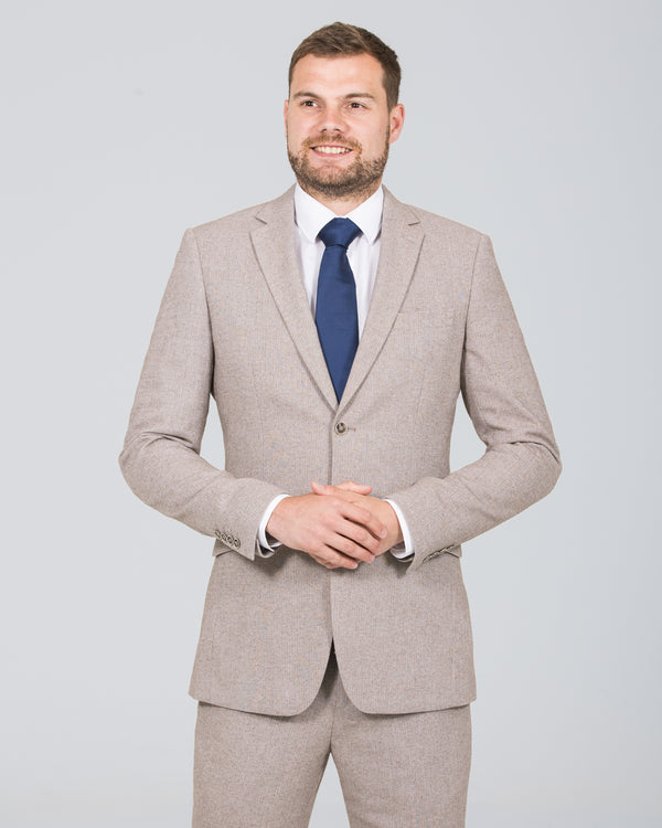 Skopes Jude Slim Fit Tall Suit (stone herringbone)