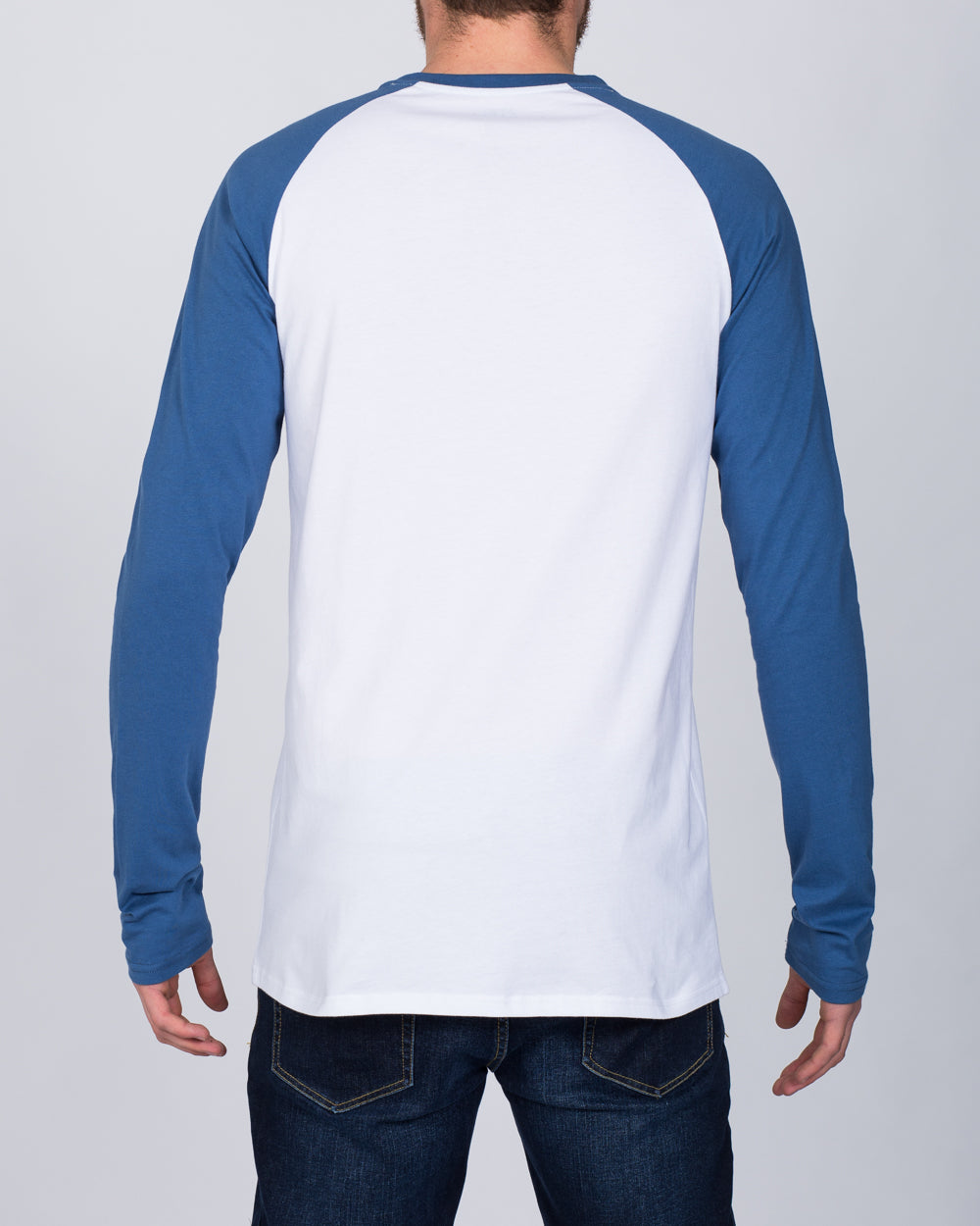2t Raglan Long Sleeve Tall T-Shirt (white/denim)