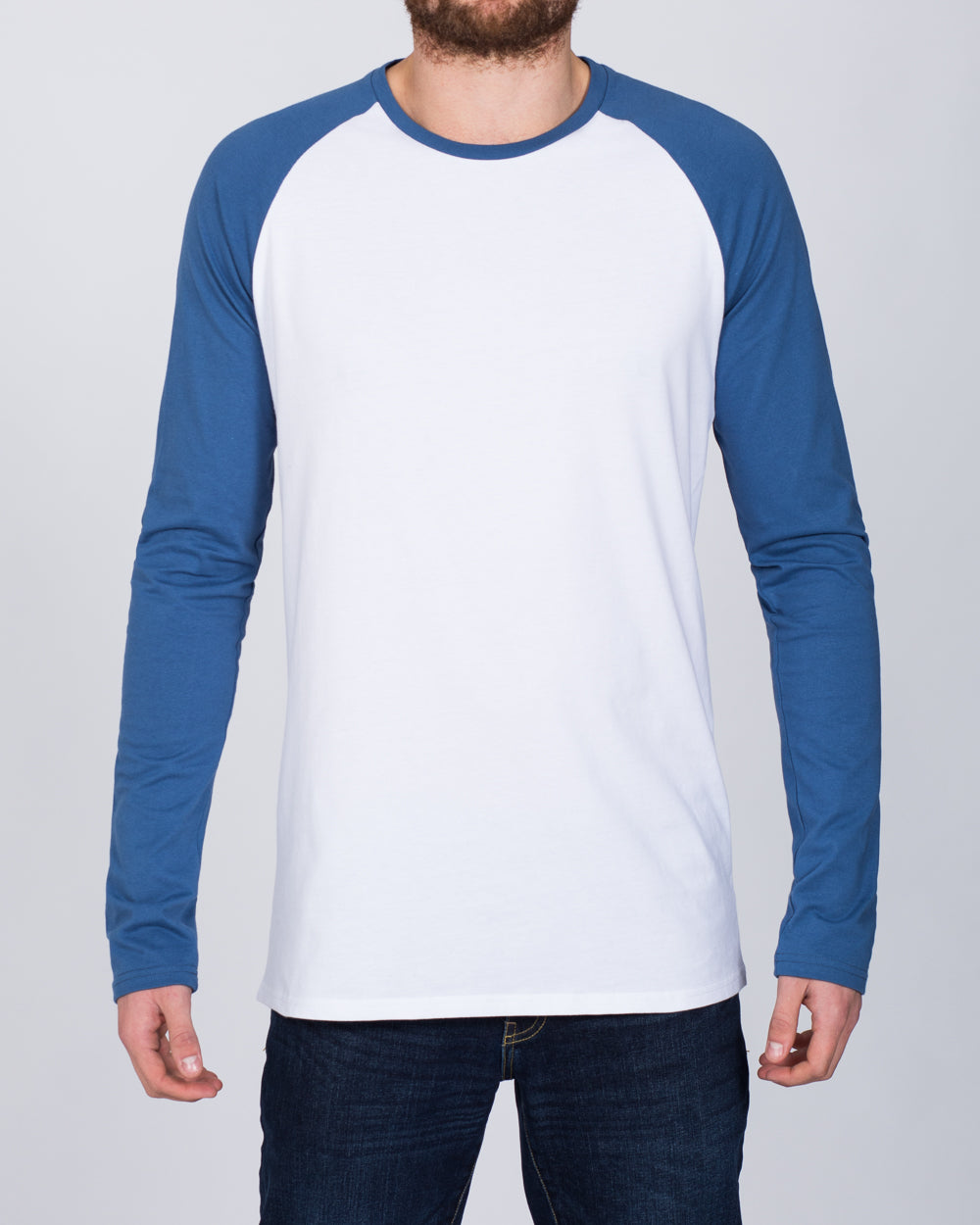 2t Raglan Long Sleeve Tall T-Shirt (white/denim)
