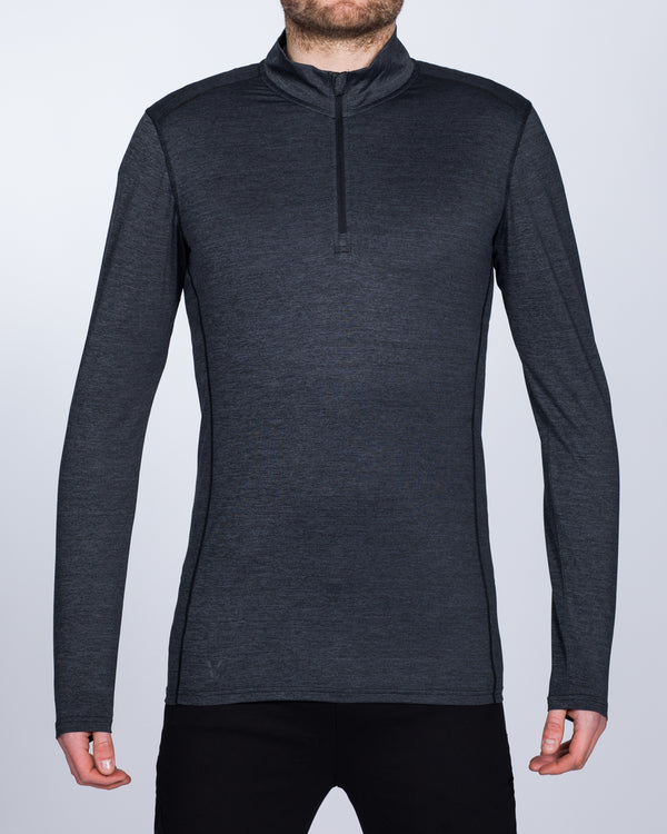 Girav Tall Quarter-Zip Baselayer (black marl)