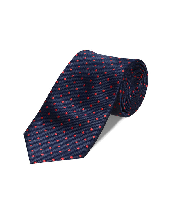 Double Two Extra Long Patterned Tie (navy/red)